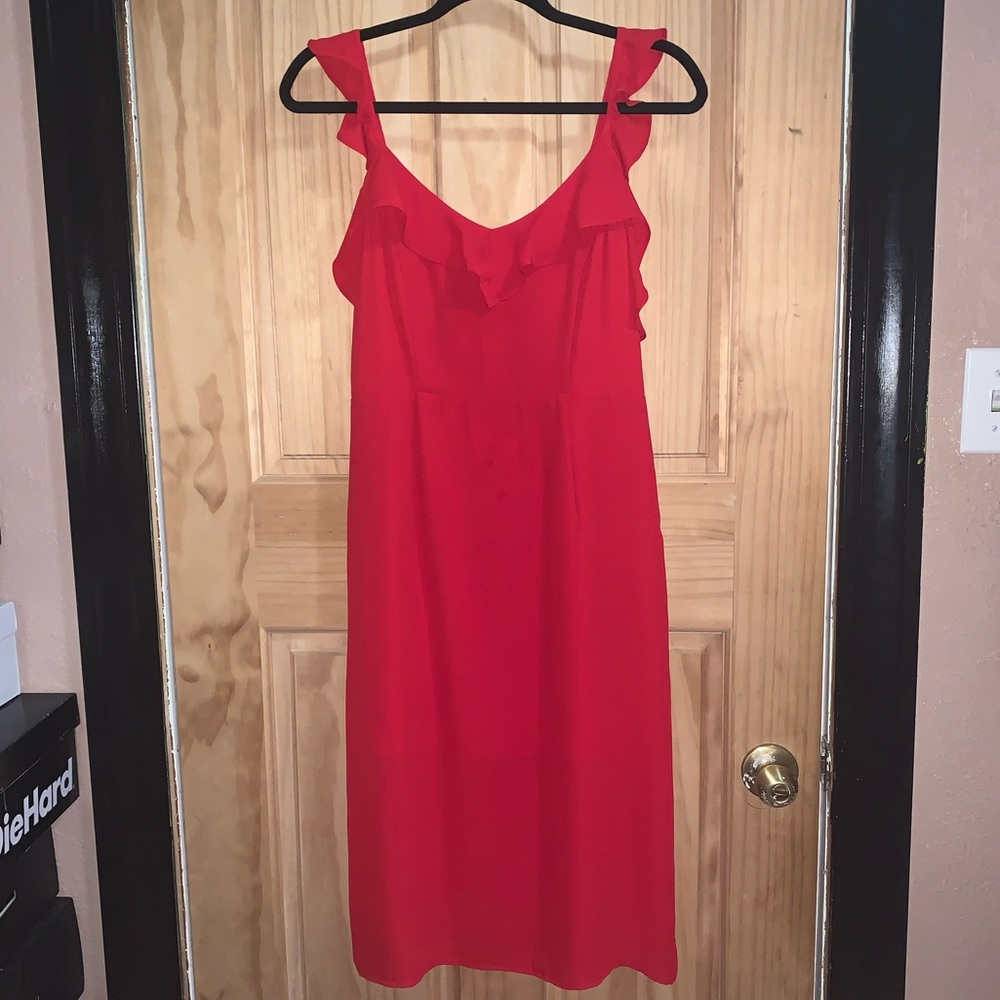 Red midi dress